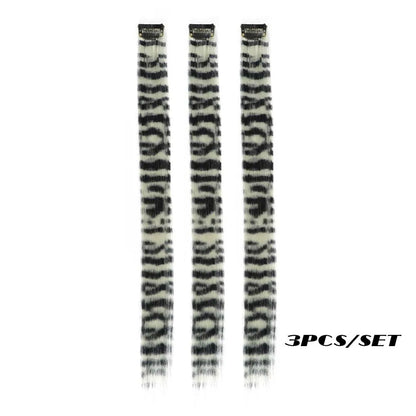 Colorful Stripe Clip In Hair Extensions Long Straight Set