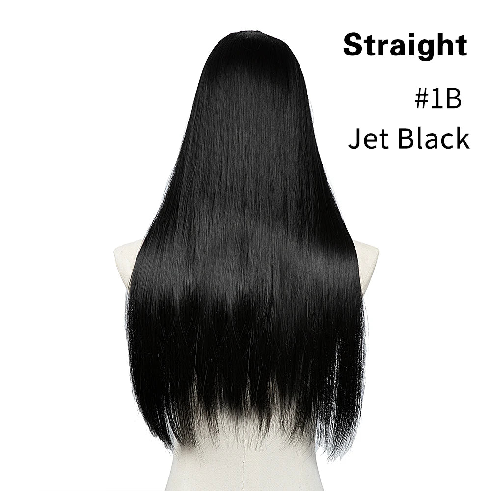 U Part Clip In Hair Extension Long Straight Natural Thick