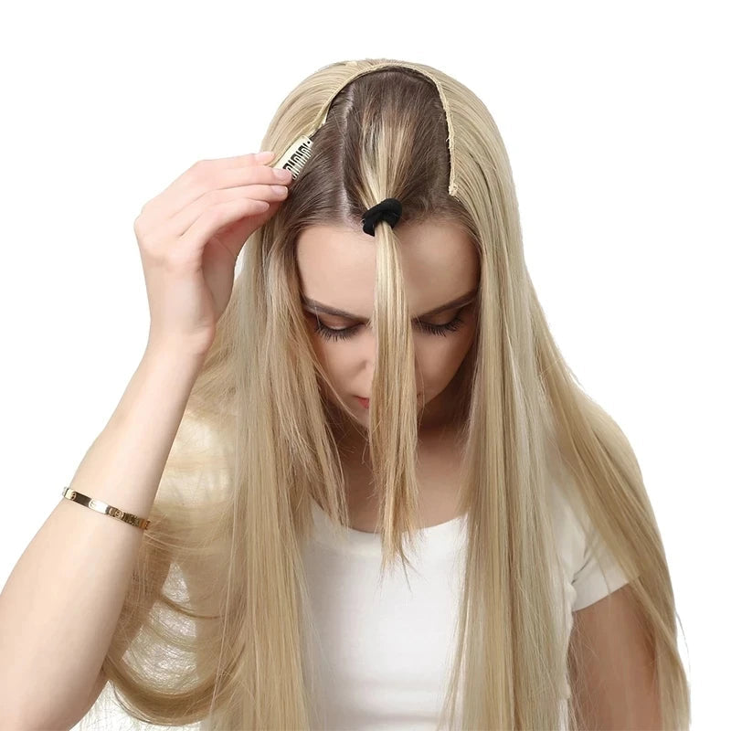 U Part Clip In Hair Extension Long Straight Natural Thick