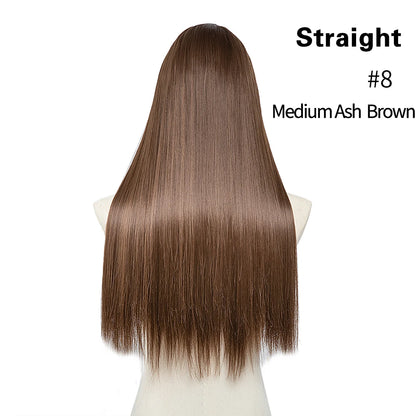 U Part Clip In Hair Extension Long Straight Natural Thick