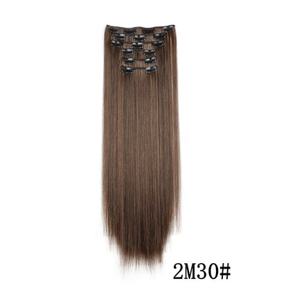Synthetic Clip In Hair Extensions Long Straight Heat Resistant