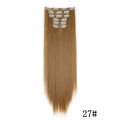 Synthetic Clip In Hair Extensions Long Straight Heat Resistant
