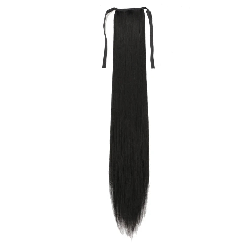 32 Inch Long Straight Drawstring Ponytail Synthetic Hair Extension