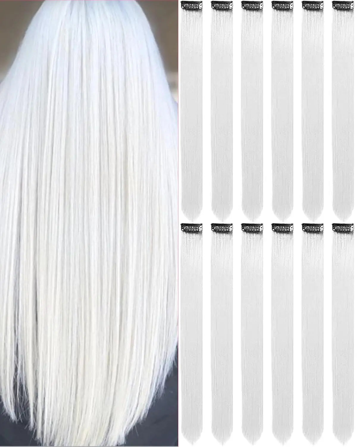 Clip In Synthetic Hair Extensions Colored Party Highlights Set