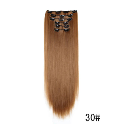 Synthetic Clip In Hair Extensions Long Straight Heat Resistant