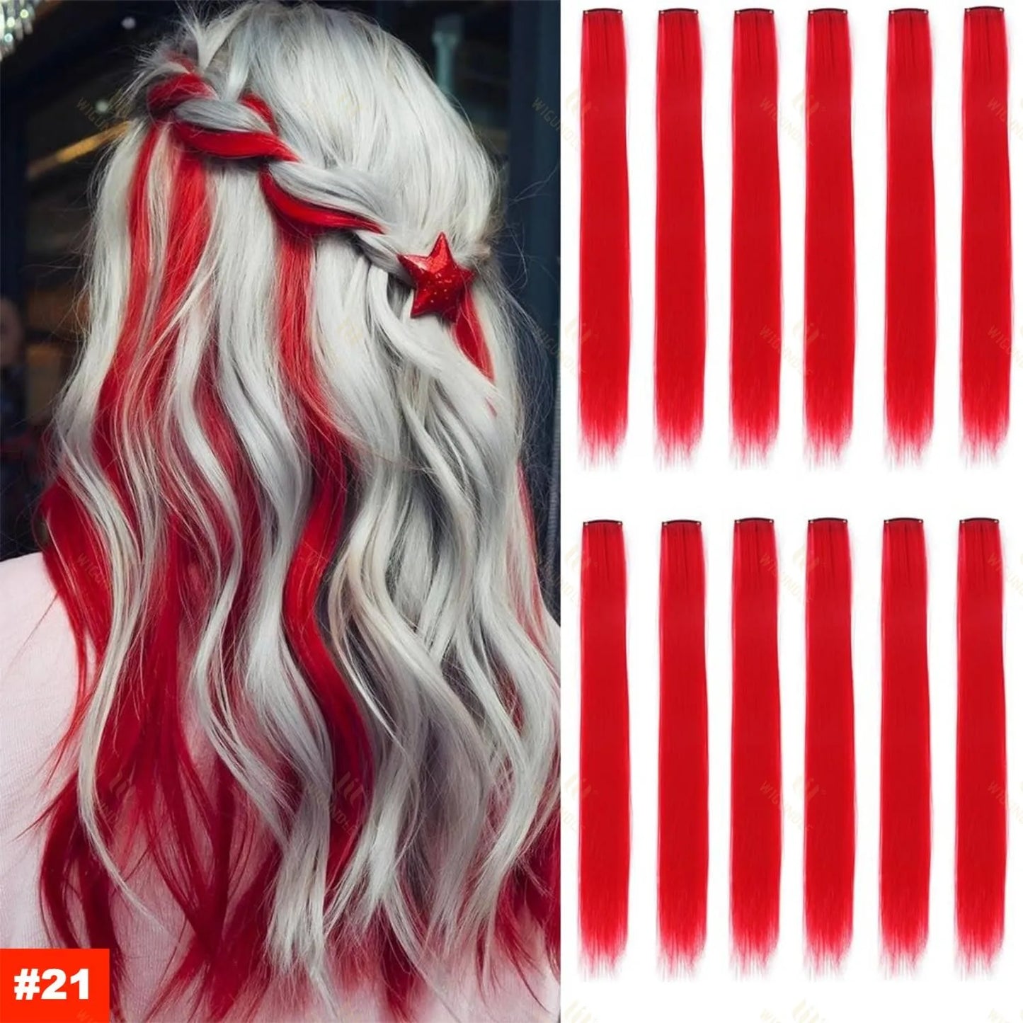 22 Inch Color Clip In Hair Extensions Long Straight