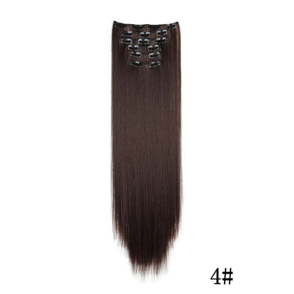 Synthetic Clip In Hair Extensions Long Straight Heat Resistant