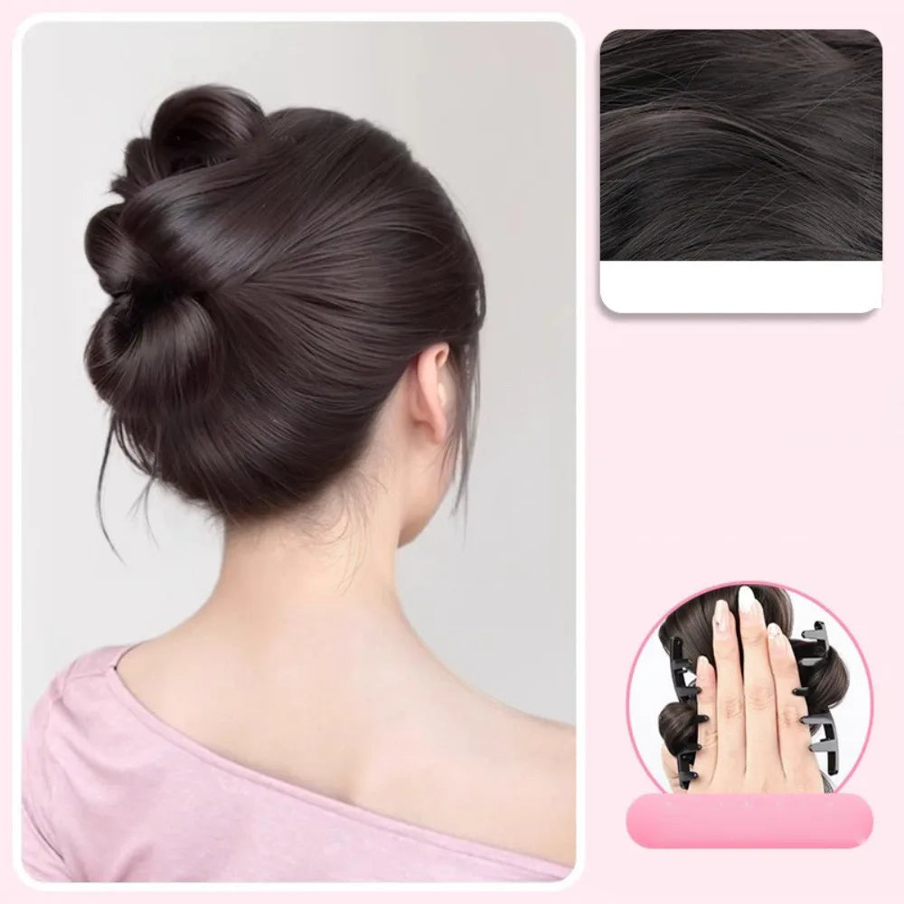 Sweet Bow Bun Synthetic Wig Elegant Flower Bud Hair