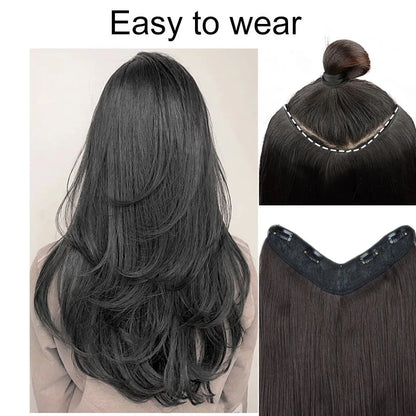 22 Inch Long Straight Clip In Hair Extension V Shape