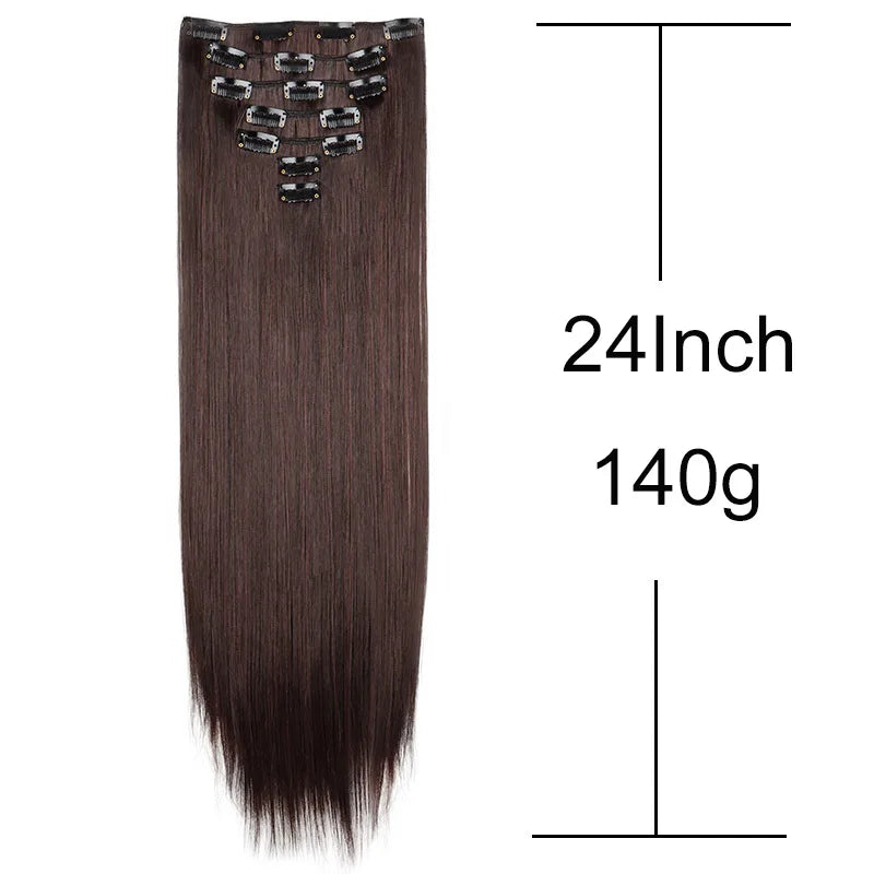 24 Inch Clip In Hair Extensions Set