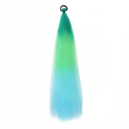 26 Inch Yaki Straight Ponytail Extension Ombre Elastic Tie