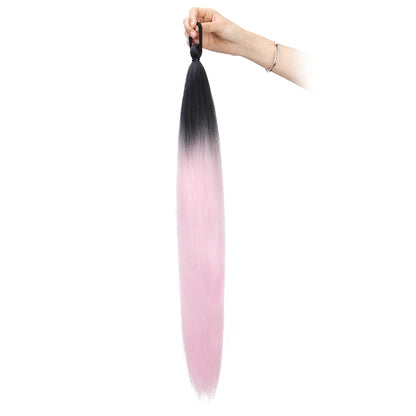26 Inch Yaki Straight Ponytail Extension Ombre Elastic Tie