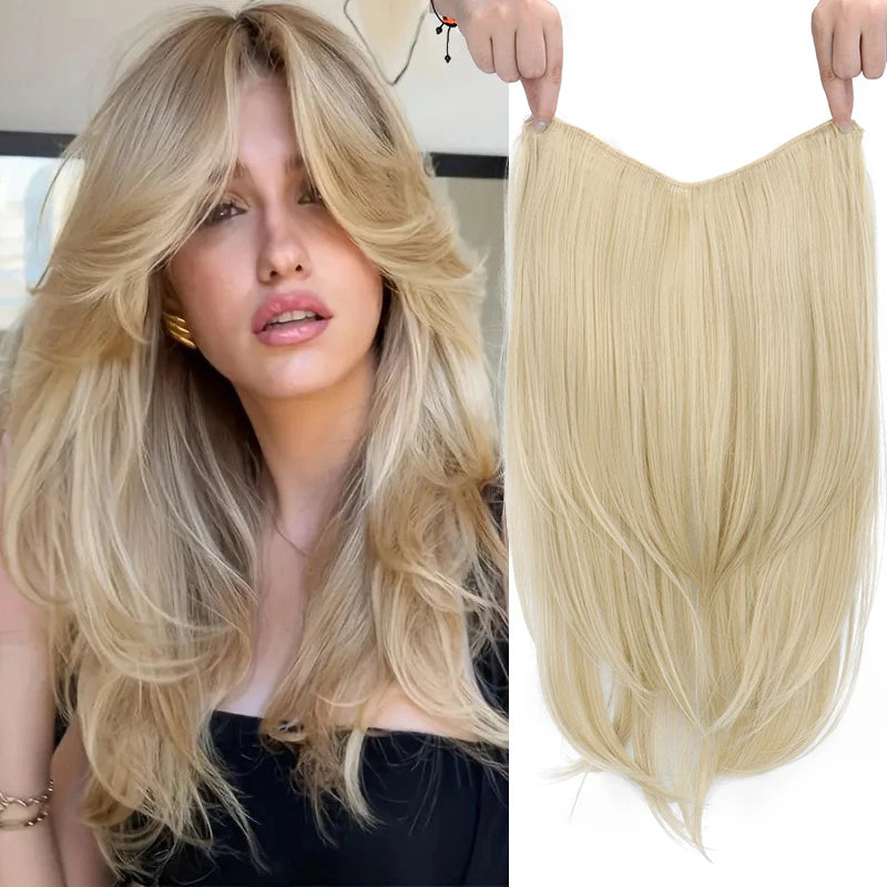 22 Inch Long Straight Clip In Hair Extension V Shape