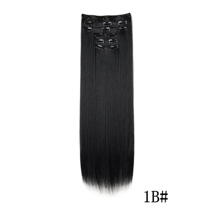 Synthetic Clip In Hair Extensions Long Straight Heat Resistant