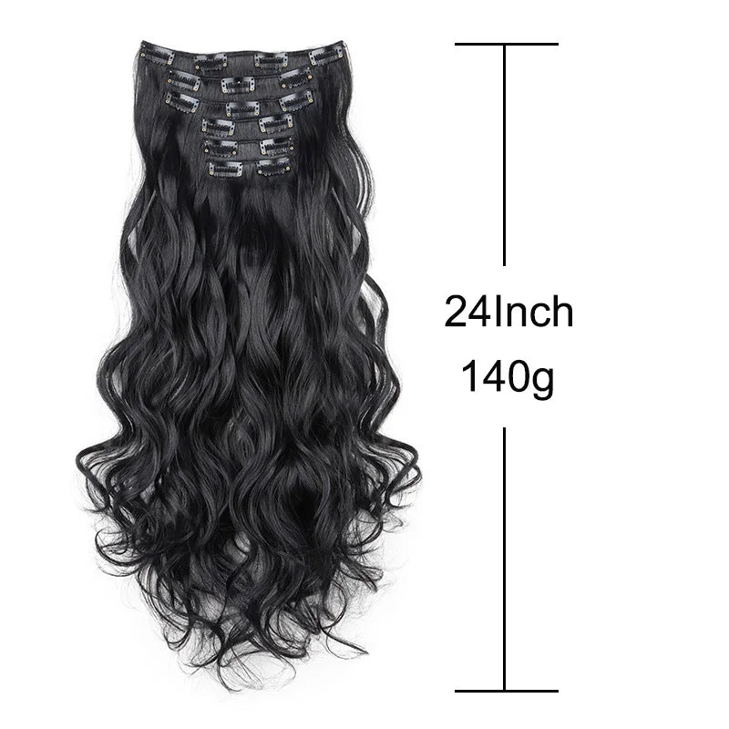 24 Inch Curly Clip In Hair Extensions Set