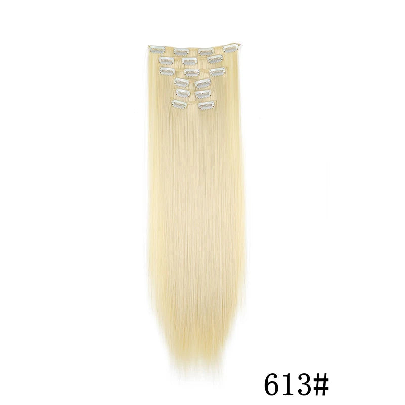 Synthetic Clip In Hair Extensions Long Straight Heat Resistant