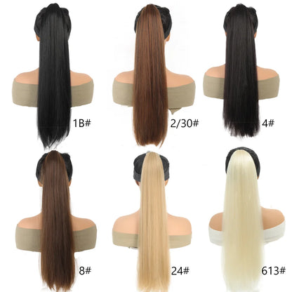Long Straight Headband Ponytail Synthetic