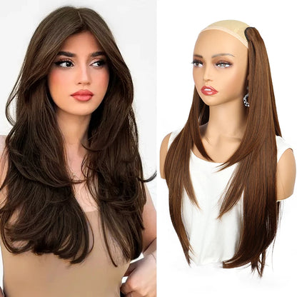 22 Inch Long Straight Clip In Hair Extension V Shape