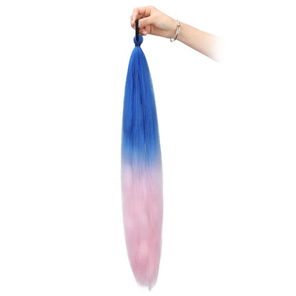 26 Inch Yaki Straight Ponytail Extension Ombre Elastic Tie