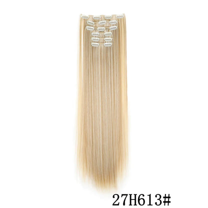 Synthetic Clip In Hair Extensions Long Straight Heat Resistant