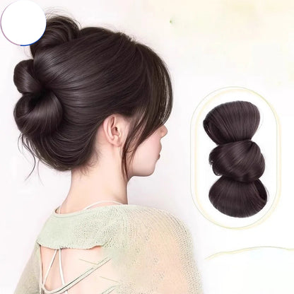 Sweet Bow Bun Synthetic Wig Elegant Flower Bud Hair