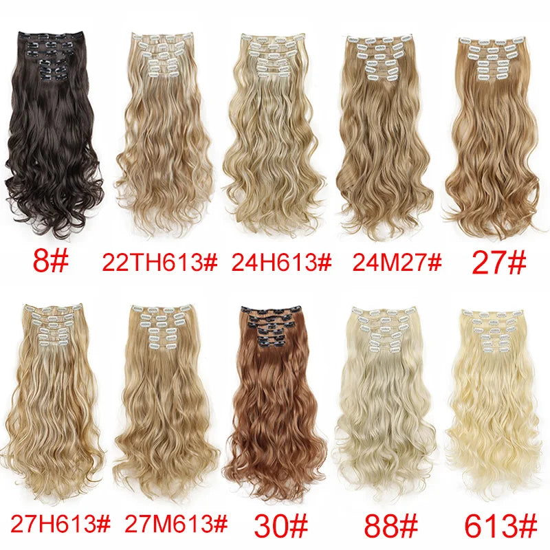 24 Inch Curly Clip In Hair Extensions Set