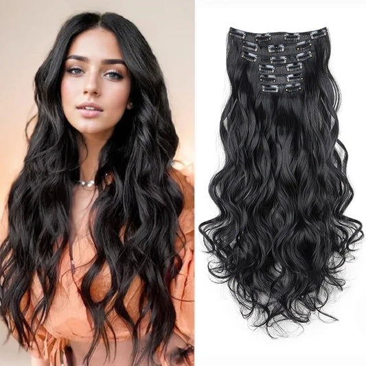 24 Inch Curly Clip In Hair Extensions Set