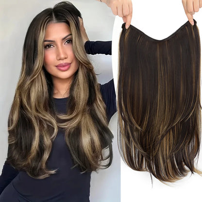 22 Inch Long Straight Clip In Hair Extension V Shape