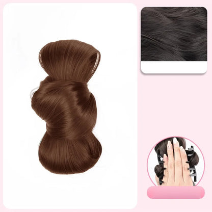 Sweet Bow Bun Synthetic Wig Elegant Flower Bud Hair