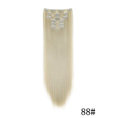 Synthetic Clip In Hair Extensions Long Straight Heat Resistant