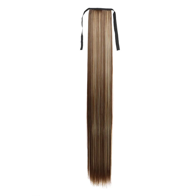 32 Inch Long Straight Drawstring Ponytail Synthetic Hair Extension