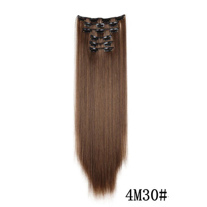 Synthetic Clip In Hair Extensions Long Straight Heat Resistant