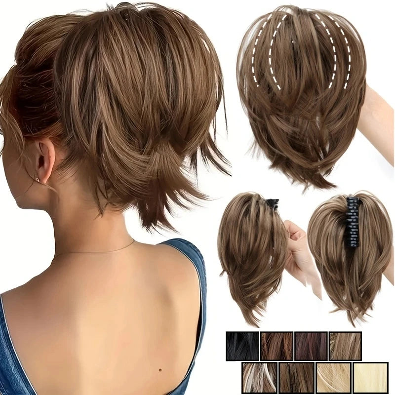 Synthetic Messy Bun Hair Scrunchie Clip