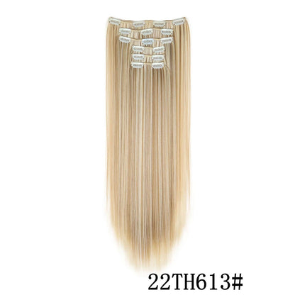 Synthetic Clip In Hair Extensions Long Straight Heat Resistant