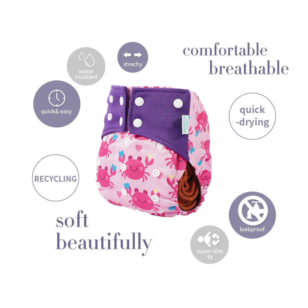 Cartoon Coffee Fiber Cloth Diaper