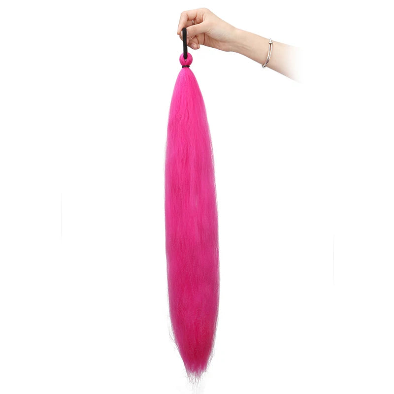 26 Inch Yaki Straight Ponytail Extension Ombre Elastic Tie