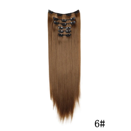 Synthetic Clip In Hair Extensions Long Straight Heat Resistant