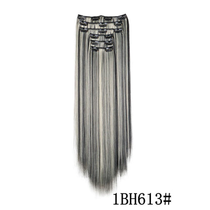Synthetic Clip In Hair Extensions Long Straight Heat Resistant