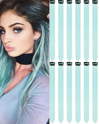 Clip In Synthetic Hair Extensions Colored Party Highlights Set