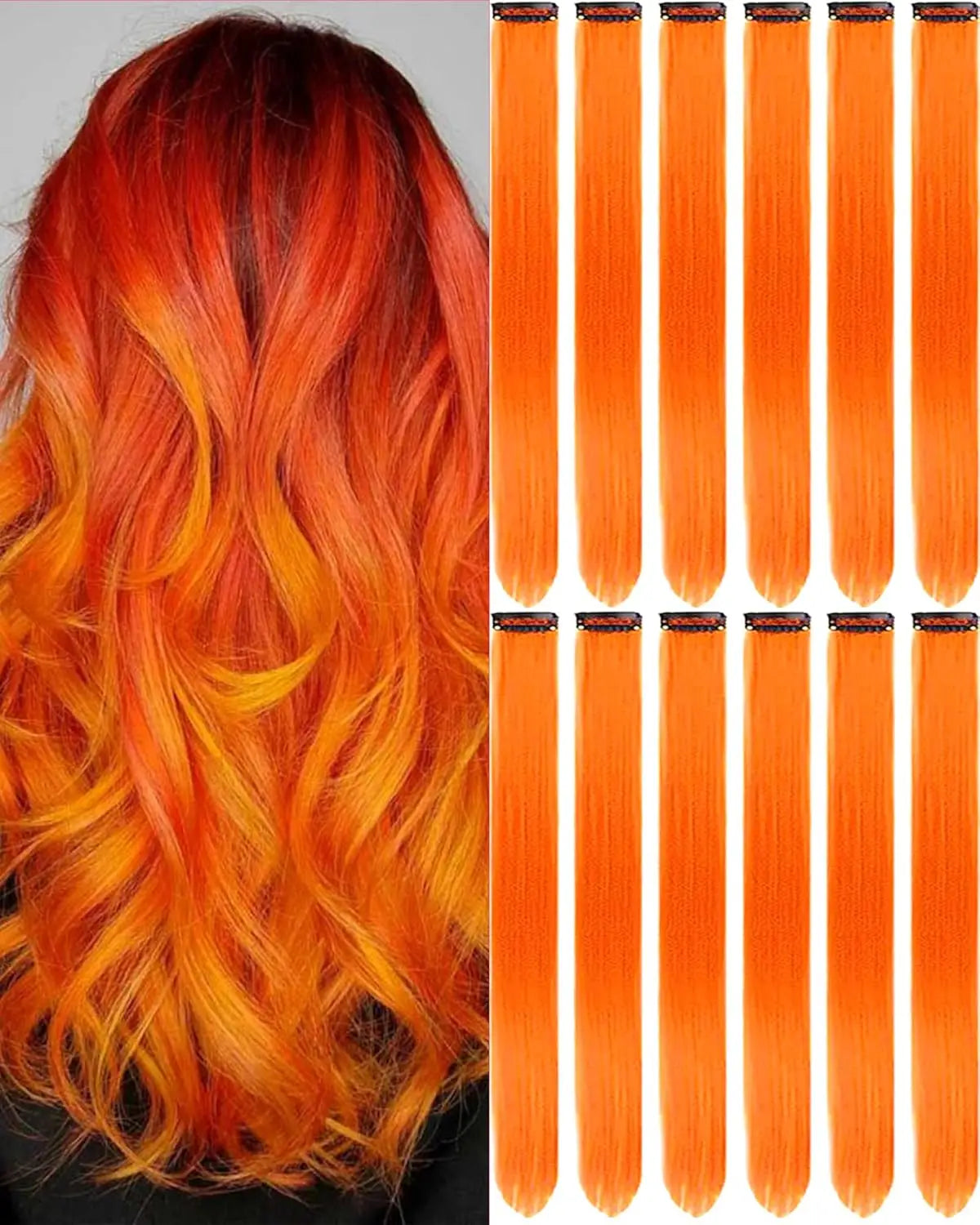 Clip In Synthetic Hair Extensions Colored Party Highlights Set