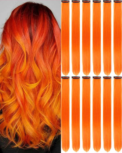 Clip In Synthetic Hair Extensions Colored Party Highlights Set