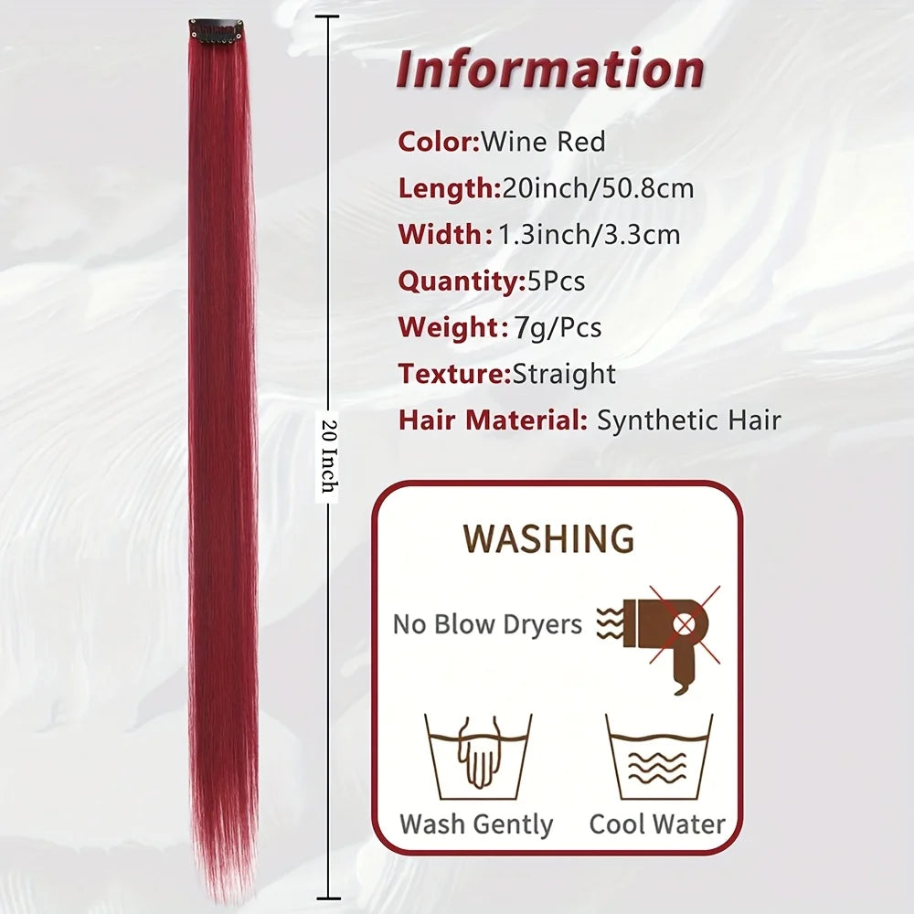 Long Straight Clip In Hair Extensions Set