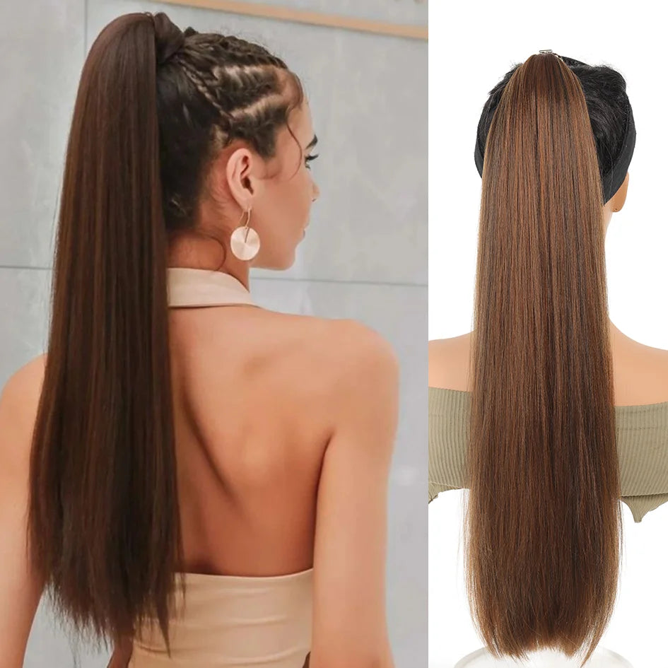Long Straight Headband Ponytail Synthetic