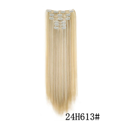 Synthetic Clip In Hair Extensions Long Straight Heat Resistant