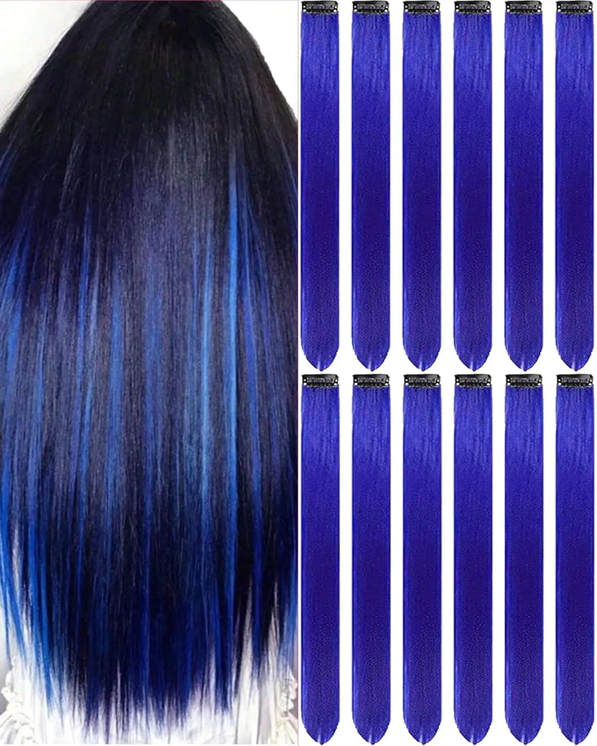 Clip In Synthetic Hair Extensions Colored Party Highlights Set