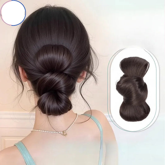 Sweet Bow Bun Synthetic Wig Elegant Flower Bud Hair