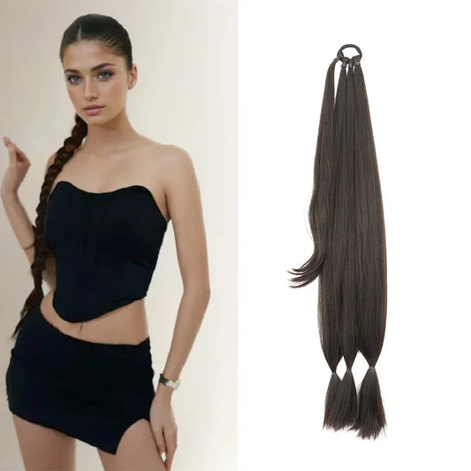 30 Inch Braided Ponytail Extension Synthetic Box Braid Hairpiece