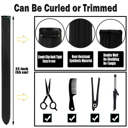 Clip In Synthetic Hair Extensions Colored Party Highlights Set