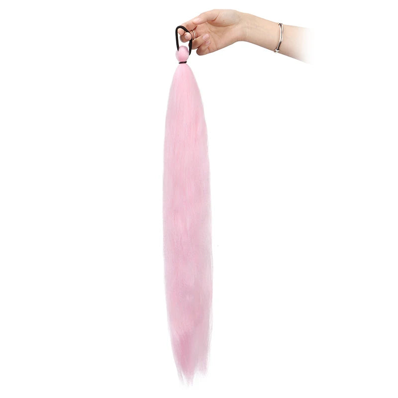 26 Inch Yaki Straight Ponytail Extension Ombre Elastic Tie