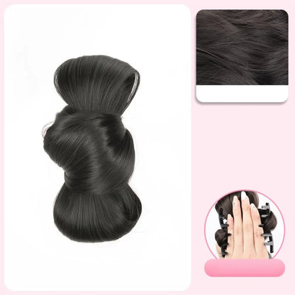 Sweet Bow Bun Synthetic Wig Elegant Flower Bud Hair